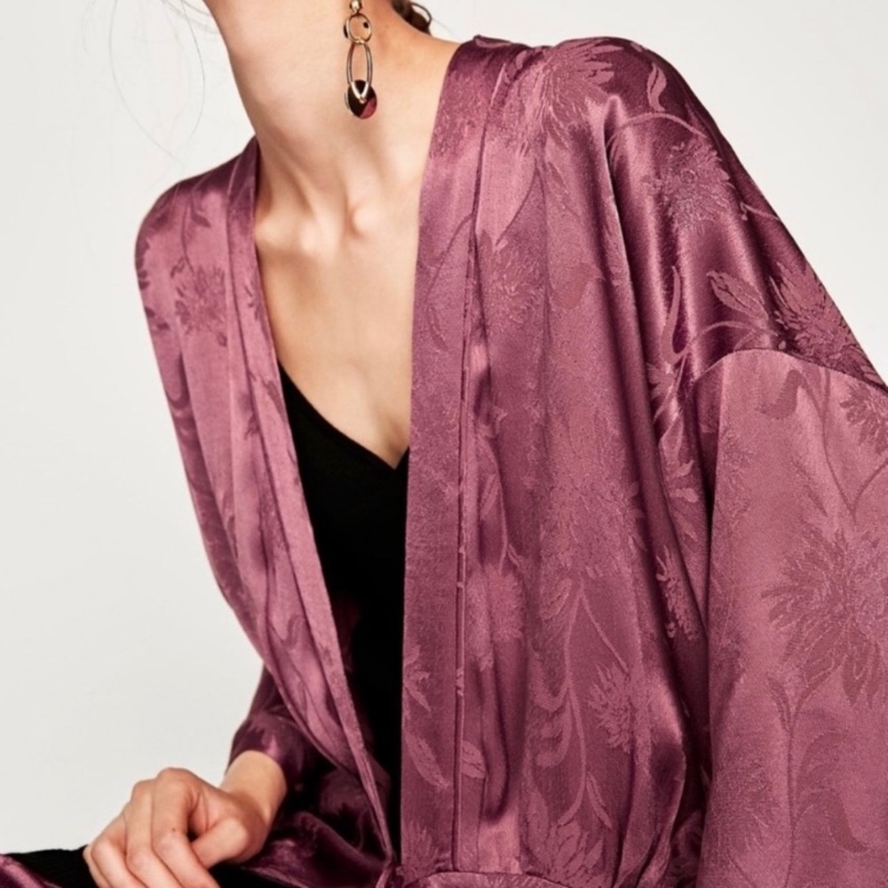 Zara Purple Jacquard Duster